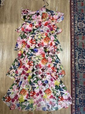 New Elliatt Pink Multicolor Floral Tiered Maxi Dress